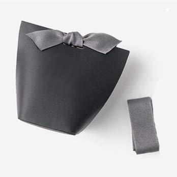 YUECUTE Lot de 50 Boîtes à dragées découpées au laser avec rubans pour fête de mariage, cadeaux pour invités, décoration de fête, boîtes à cadeaux de Pâques, Noir , S Cover