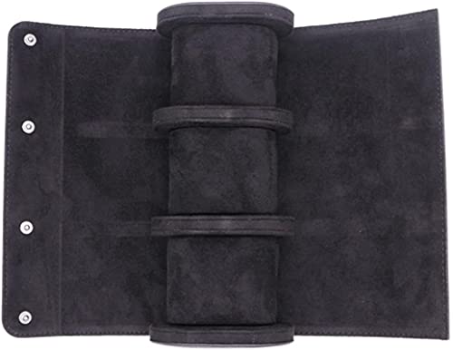 MRZJ 3 Slots Uhrenbox Retro Pu Leder Uhrenrolle Reisetasche Elastische Uhr Veranstalter Halter Schmuck Aufbewahrungsbox für Uhr Zubehör braun Schwarz Cover