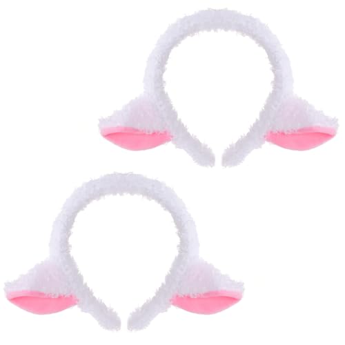 Pistha 2 PCS Sheep Ears Headband Cute Furry Lamb Ears Headbands for Birthday Halloween Theme Costume