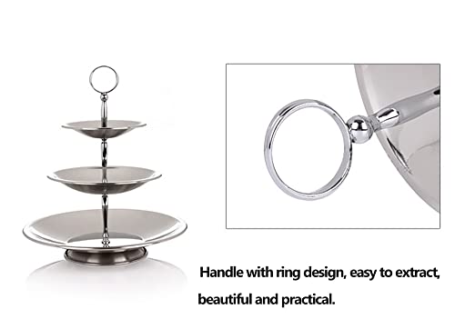 3 Tier White Round Display Cake Stand,Stainless Steel Plates For Tea Party,Serving Platter,Food Platter Serving Rack Holder #TOP3