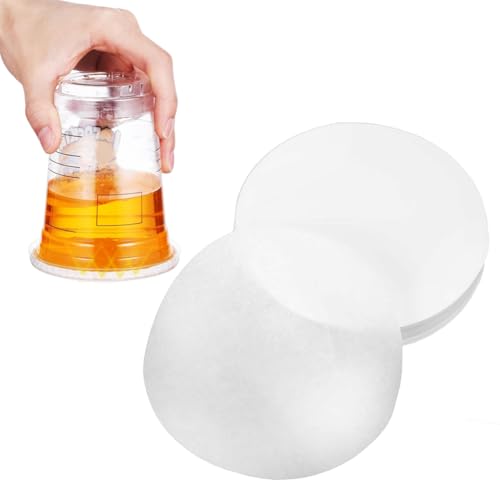 Beavorty Leak-Proof Cup Lid Liners 500 Sheets White Round Sealing Pads Lid Covers for Plastic Drink Cups Film Sealing for Cold & Hot Drink Milk Tea Coffee Beverage Cups