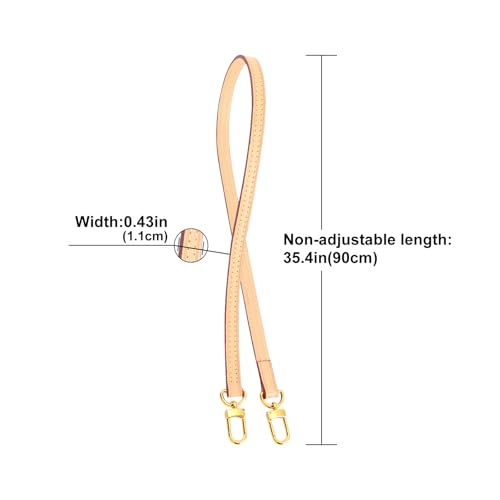 Image of Genuine Vachetta Leather Strap for Bag,Shoulder Purse Strap Replacement Fit for Multi Pochette Accessoires (Apricot-Width:0.43in&Length:35.4in,Double Buckles)