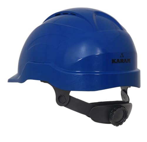Image of KARAM PN571 Lightweight ABS Safety Helmet for Construction & Outdoor Activities | Adjustable Chin Strap & Rachet Type Adjustment | Comfortable & Durable Hard Hat | EN Certified | Star Blue