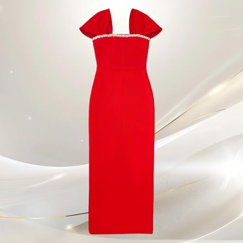 Qianly Vestido Vermelho para Eventos de Dramatização E Cosplay de Natal, S
