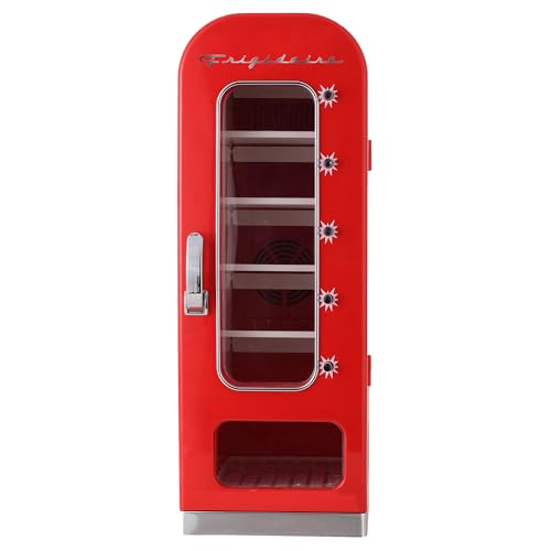 Frigidaire Retro Mini Vending Machine for Room Perfect for Office, Dorm Rooms, Bar or Home, Mini Fridge 10 Can Soda Vending Machine, Red