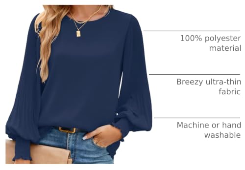 Image of Aifer Womens Tops Dressy Casual Long Sleeve Shirts Chiffon Blouses