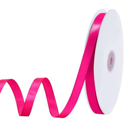 woric 120 Yards Hot Pink Ribbon 3/8 Inch Thin Pink Satin Ribbon for Bachelorette Party Birthday Balloons Gift Wrapping Bow Making Hair Bows Wedding Decoration Balloon Cake DIY Crafts