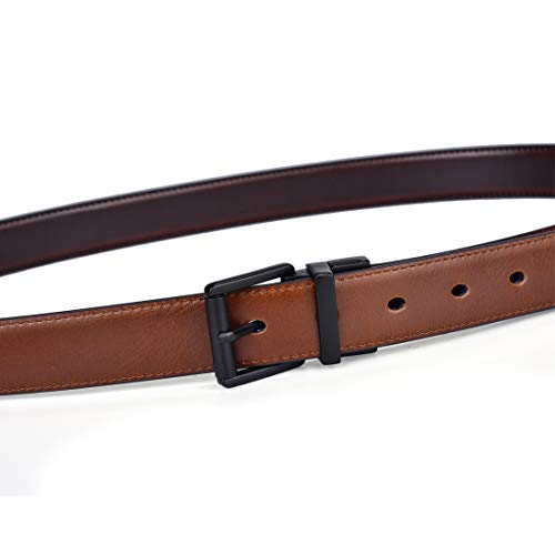 Image of Beltox Men's Belt Dress Casual Reversible Leather 1.1 inch w Roller Buckle Rotated