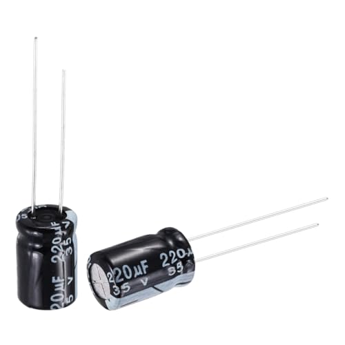 sourcing map 220uF 35V 8x12mm Electrolytic Capacitor, Radial Leads Aluminum Capacitors for TVs, LCD Monitor, VCD, 50Pcs