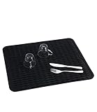 Alfombrilla de goteo de silicona, 50 x 40 cm, alfombrilla de goteo para vajilla,antideslizante y resistente al calor, con cepillo de limpieza y paños absorbentes, de cubiertos y utensilios silicona