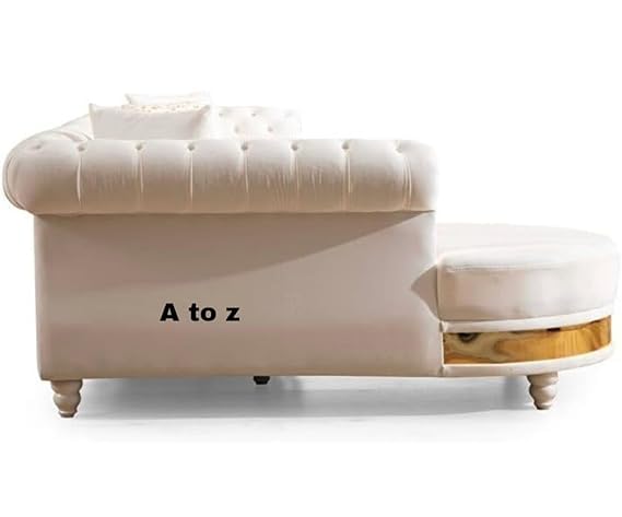 Image of A to Z Furniture Classic Chesterfield Sofa Set Luxury Chesterfield Sofa in for Home Living Room & Office (L-Shape 4 Seater Sofa Beige)