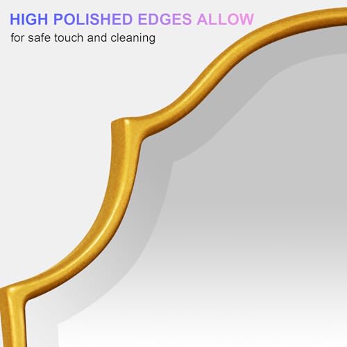 Scalloped Oval Wall Mirror, 24“X36” Gold Bathroom Vanity Mirror, Ornate Decorative Mirror for Living Room, Washroom, Bedroom - Image 5