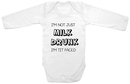 Baby Tee Time Long Sleeves Boys' I'm Not Just Milk Drunk I'm Tit Faced One Piece 3-6 Months White Baby Tee Time Long Sleeves Boys' I'm Not Just Milk Drunk I'm Tit Faced One Piece 3-6 Months White