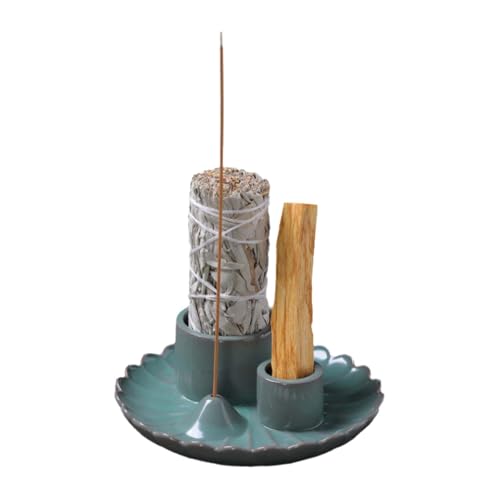 Porta Incienso,Porta Incienso de cerámica,Porta Incienso de meditación 4 en 1,Porta Incienso 4 en 1,Porta Incienso para Quemador de Salvia,Adecuado para Salas de meditación con Ambiente hogareño
