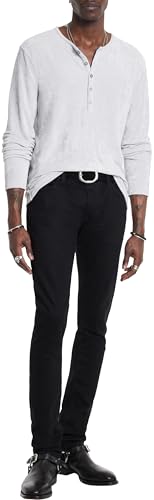 John Varvatos Men's Rosario Henley, Grey Mist3