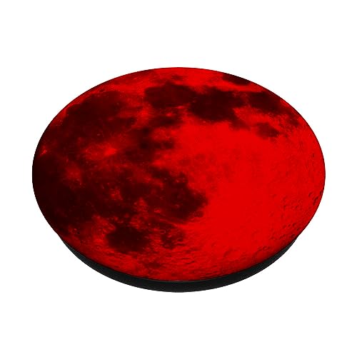 Full Moon Space Art -Red Moon- PopSockets Swappable PopGrip, Black - Image 2