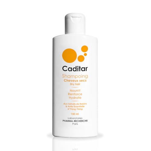 Caditar Cheveux Secs • Shampoing doux hydratant • Flacon 150ml • Sans Parabene, Sans Phénoxyéthanol et Sans Silicone • Fabriqué en France par LABORATOIRES PHARMA-RECHERCHE