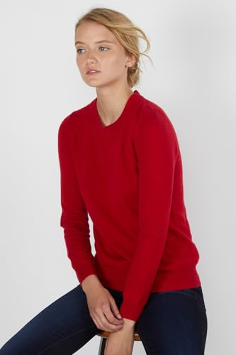 Image of JENNIE LIU Women's 100% Pure Cashmere Crew Neck Sweater, Tight Knit Cozy Soft Hand Washable Long Sleeve Pullover