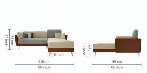 Image of Stylish & Luxury Cushioned Couch Relax sectional Sofa in Fabric & Velvet and Heavy Duty Sofa for bedrooms Living Rooms Guest Rooms Home and Office-(LHP 4 Seater Brown & Beige).