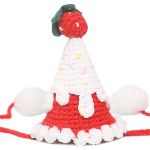 Strawberry Headwear For Girls' Birthday - Small Crocheted Strawberry Hat - Strawberry Birthday Decorations - Unique Party Prop