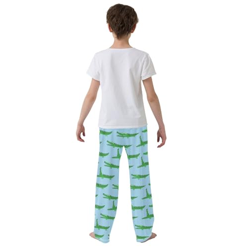 ZZXXB Crocodiles Boys Long Pants Soft Trousers Elastic Waist Kids Lounge Bottoms with Pockets S-XL3