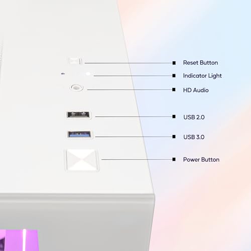 Image of Gaming PC Desktop, AMD Ryzen 5 5600, RX 6600M 8GB, 32GB RAM, 1TB+2TB SATA SSD, Software-Controlled Lighting, Windows 11, 1080P Gaming Computer, White