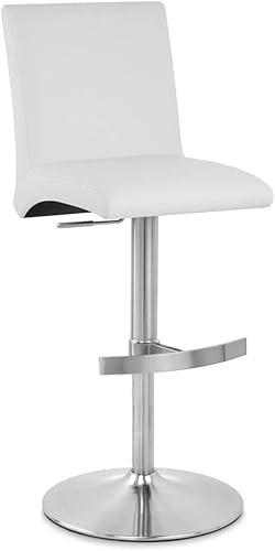 Miniatura 4 de Zuri Furniture Modern Coveteur Taburete giratorio de altura ajustable en color blanco