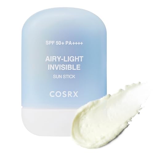 COSRX Airy-Light Invisible Sun Stick – Acabado mate suave, SPF 50+ PA++++, Zinc-PCA, sin efecto blanquecino, para rostro y cuerpo, protector solar coreano, 19g