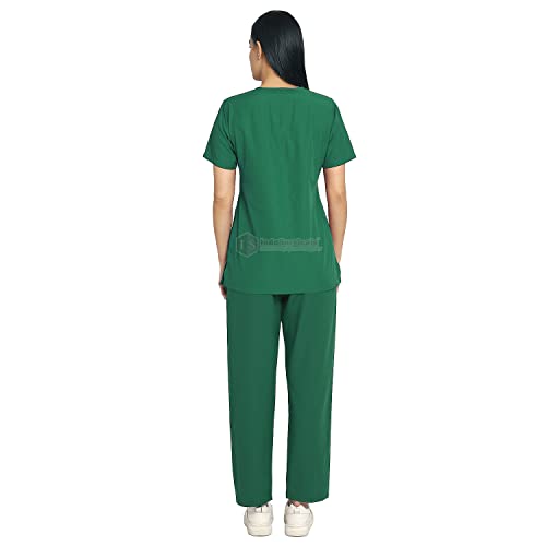 Image of IS IndoSurgicals Faux Wrap Scrub Suits for Doctors Women OT Dress (XXS, Bottle Green)