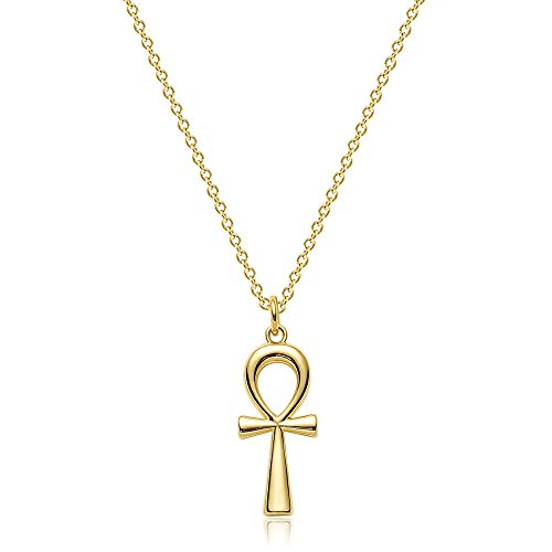 OSIANA Collar con colgante de cruz de plata de oro chapado en oro de 14 quilates, joyería cristiana de moda, regalo de iglesia de bautizo para hombres, mujeres y niñas, unisex, Chapado en oro Cover