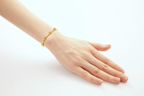 Image of Rylos Bracelets for Women Yellow Gold Plated Silver XOXO Hugs & Kisses Tennis Bracelet Gemstone & Diamonds Adjustable to Fit 7 inch-8 inch Wrist, 10 Gorgeous 6X4MM Jewelry for Women Friendship Bracelets