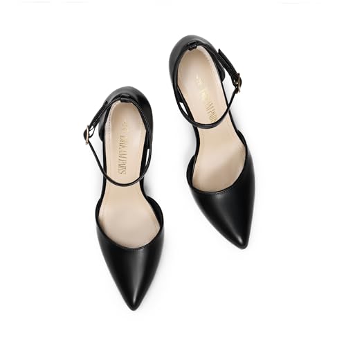 Image of DREAM PAIRS Women's High Stiletto Dress Heels Pumps | Closed Toe Pointed Toe Ankle Strap Dress Comfortable Pumps Shoes for Wedding Party Birthday Dancing