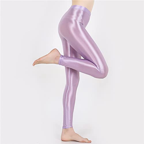 Image of cloudmall Women Sexy Semi Opaque Pantyhose Running Tights Yoga Leggings Oil Shiny Stocking