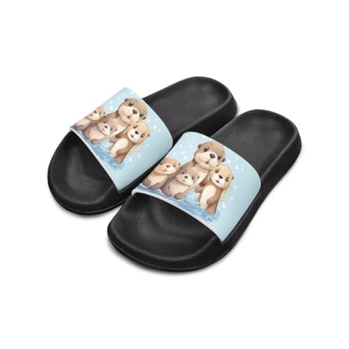 Image of Unisex Slides for Girls Boys Comfortable Slippers Slides Non-slip Shower Shoes House Fashion Thick for Indoor & Outdoor Gifts