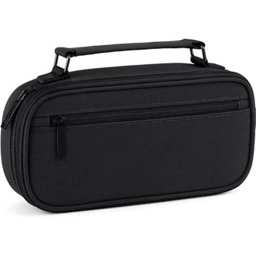 Estojo Escolar Liso Organizador Resistente com 2 Divisórias com Zíper para Lapis Caneta Alça Necessaire Mundo F&s (Preto)