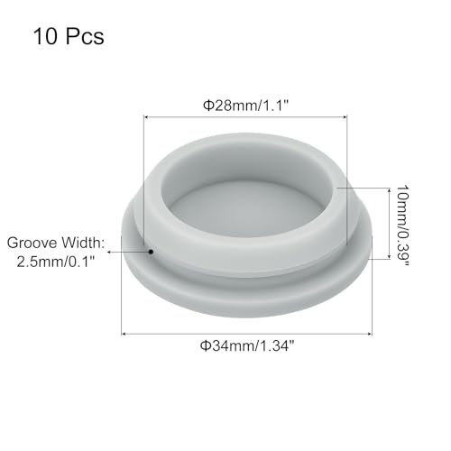 Image of MECCANIXITY 10pcs Silicone Snap in Locking Hole Plugs,28mm /1.1 Inch Mounting Diameter Narrow Groove Width 2.5mm Panel Seal Cover Round for Kitchen Bulkheads Waterproof Sealing Plugs Grey