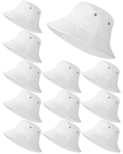 Image of Sureio Washed Cotton Bucket Hats Bulk for Women Men Wide Brim Summer Cap Unisex Beach Fishing Hat for Adult Outdoor, Plain