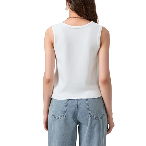 HengShunRui Women Sleeveless Knit Vest Button Down Crochet Sweater Tank Top4