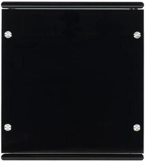 Pemberly Row Glass and Metal End Table, 26" w x 24" d x 21.88" h, Black and Chrome Finish, Contemporary Style with Black Glass Top and Shelf, Folding Frame Design for Living Room or Home Use