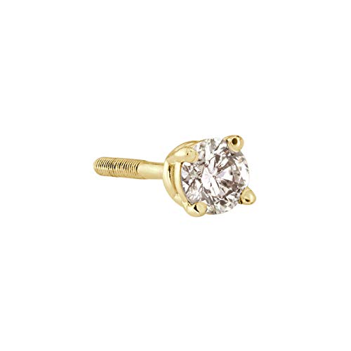 Single diamond stud earring in 18k yellow gold (0.08ct, good, i2-…