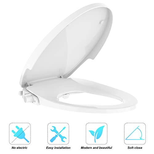 Bidet Toilet Seat for Elongated Toilet – Dual Self-Cleaning Nozzles Non-Electric Toilet Seat Bidet, PP Toilet Seat Cover for Women’s Hygiene, Easy to Install, White