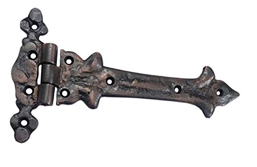 Image of Adonai Hardware Adonijah Antique Cast Iron Strap T Hinge (7.9 inch x 2 Pack, Oil Rubbed Bronze) for Barn Doors, Gates, Kitchen Cabinets, Sheds, Wooden Box, Furniture, Cedar Chest and Trunks