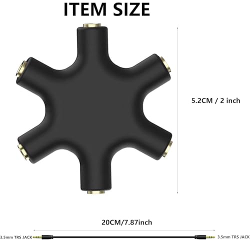 Image of 3.5mm 5-Port Female Audio Splitter, 5-Way Multi Earphone Jack Adaptor for Headphones 【1 Pack】