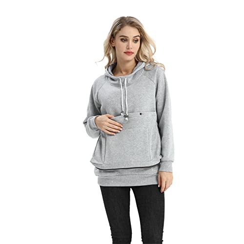 LINYUCHEN Kapuzenpullover für Katzen und Hunde, Welpen, Kätzchen, große Haustiertasche, Pullover, Top, Unisex, Känguru-Kapuzenpullover, Hellgrau, Small