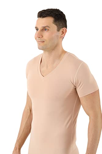 Functional Coolmax® Cotton Undershirt v-Neck Short Sleeves Invisible Beige3