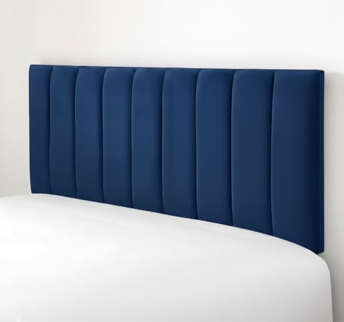 Image of SK Stores Luxury Portland Headboard Elegant design Plush Velvet 20" Divan Bed | Upholstered Padded Headboard for Divan Beds, Bedroom and Hotel Furniture (5Ft King - Blue)