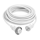 Hubbell Wiring Systems HBL61CM03WLED Ship-to-Shore Vinyl Jacketed Cable Set with High Intensity LED Power-On Indicator, 10 AWG, 30 Amps, 25' Length, White