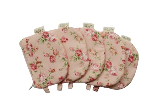 GRAIN HANDMADE, Floral Fabric little wallet, Linen Little purse, Fabric zipper purse, Fabic card purse, Mini coin wallet, Treval mini wallet (Pink flower)2