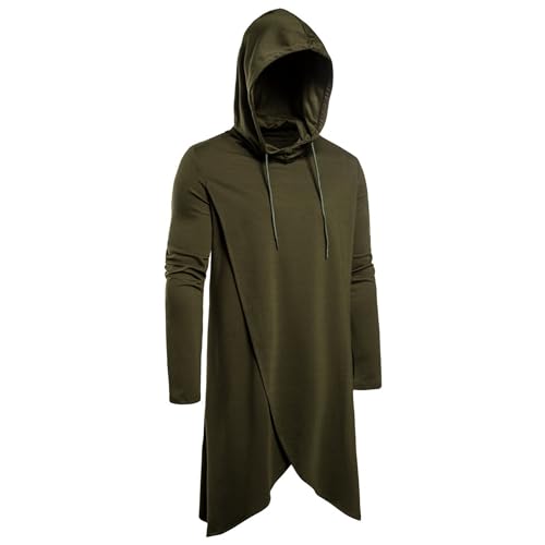 JEShifangjiusu Mens Hipster Irregular Long Sleeve Loose Hooded Shirt Pullover Sweatshirt Lightweight Draped Long Shawl Ruffle2