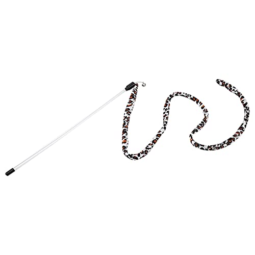 Cat Teaser Toy Funny Wand with Leopard Print Tail and Bell, Decreases Boredom, Increases Exercise Time